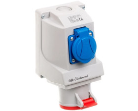 Gniazda stałe COMBI okablowane z listwą przyłączeniową 5P 16A 400V czerwone / 230V niebieskie GSC 16/5 IP-44 921840