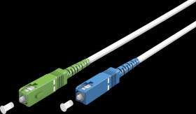 59617 Simplex FO patch cable, SC-APC (8°)<>SC-UPC,white, 0.5 m