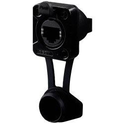 Rean RRE8F-Z-012-1 AV RJ45 Feed-Through Socket IP65 Airtight Black