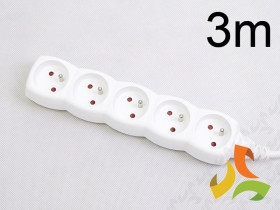 Przedłużacz elektryczny 5 gniazd z uziemieniem, 3m P0513 EMOS