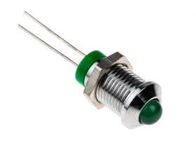 Lampka kontrolna do montażu panelowego 2V dc, zielona 8mm LED Chrom RS PRO