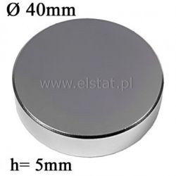 Magnes neodymowy 40x5mm niklowany