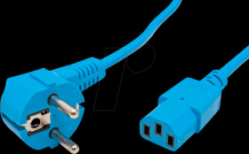 19081012 Power cord, grounding plug gew, 1.8 m, blue, C13