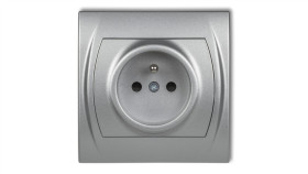 Logo Gniazdo Pojedyncze Z/U 2P+Z Srebrny Metalik 7Lgp-1Zp