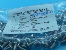 MS7 M3x08 PH-NI WKRĘT DO MET.DUŻY SOCZE