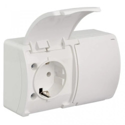 Koala Gniazdo podwójne SCHUKO n/t IP44 białe z klapką białą VG 182-01 61.396