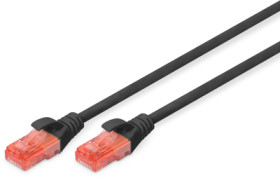 Patch cable, RJ45 plug, straight to RJ45 plug, straight, Cat 6, U/UTP, PVC, 0.5 m, black, DK-1612-005/BL