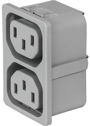 Panel socket 2-fold F, 3 pole, snap-in, plug-in connection, gray, 3-103-837