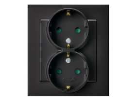 SONATA Gniazdo podwójne z uziemieniem schuko z przesłonami z ramką czarny metalik GP-2RSP/33 OSPEL