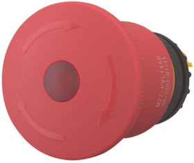 Mushroom pushbutton, illuminable, latching, waistband round, red, mounting Ø 22.5 mm, 121460