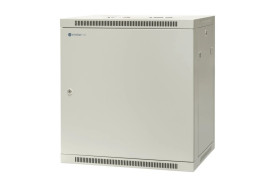 Szafa wisząca niedzielona 19 12U, drzwi całe z blachy, ściągane osłony boczne z zamkiem, 600×450×635 szer./gł./wys. mm RAL: sz