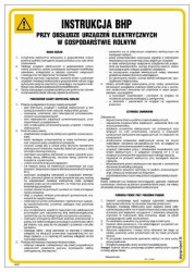 ZNAK - IAI07 Instrukcja BHP przy obsłudze urządzeń elektrycznych w gospodarstwie rolnym 24,5 x 35 cm FN - Folia samoprzylepna