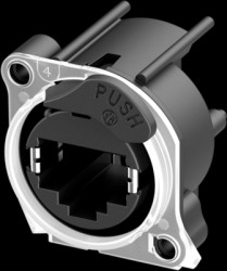Panel socket, RJ45, 8 pole, 8P8C, Cat 5e, solder connection, PCB mounting, NE8FAH-LR-DAE