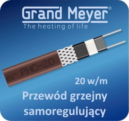 Kabel grzejny samoregulujący ekranowany GRAND MEYER PHC-20, 20W/m /100m rolka/
