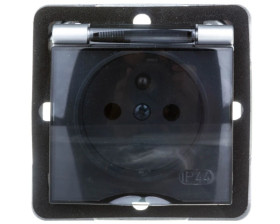 IMPRESJA Gniazdo bryzgoszczelne z/u IP44 klapka przezroczysta srebrne GPH-1YZ/m/18/d