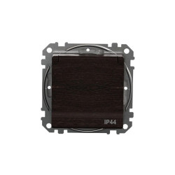 Gniazdo zasilające 2P+PE z przesł torów prąd IP44, wenge, efekt drewna, Sedna Design i Elements SDD281013