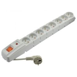 Przedłużacz elektryczny Listwa zasilająca antyprzepięciowa ACAR S8 na 8 gniazd [2P+Z] z wyłącznikiem szara 5m