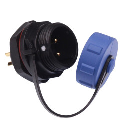 2 Pin Waterproof W13 Male Socket Panel Mount Connector IP68