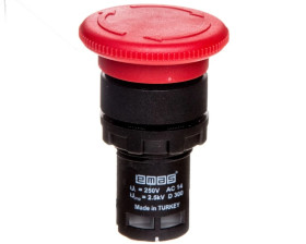 Przycisk dłoniowy bezpieczeństwa monoblok, 1NC, grzybek 40 mm, czerwony T0-MB200E