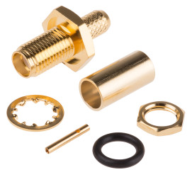 Złącze koncentryczne Montaż w przegrodzie Żeński 50Ω typ złącza Złącze SMA 0 to 12.4GHz Połączenie zagniatane typ kabla