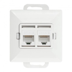 Gniazdo 2xRJ45 Cat5 Pearl, RJ45-5CAT/P2, biały,OR-OE-7715/2/W