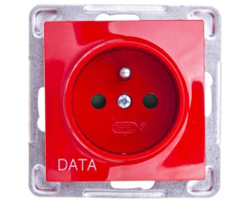 IMPRESJA Gniazdo pojedyncze z/u DATA z przesłonami czerwone GP-1YZDP/m/00