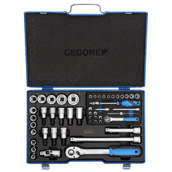 Gedore 6157490 Socket Wrench Set 1/4&quot; &#x2B; 1/2&quot; 50 Pieces 4-30 mm