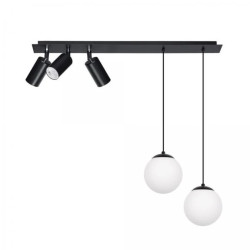 Lampa sufitowa ALBIO na rozecie reflektory na GU10 i zwisy z klasycznymi kloszami na E27 K-4138 Kaja Lighting