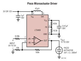 Piezo Microactuator Driver with Boost Regulator