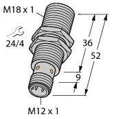 Turck Czujnik indukcyjny podtynkowy PNP, Przełącznik BI8U-EM18WD-VP6X-H1141