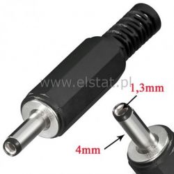 Wtyk DC 1,3 / 4,0 mm; długość 9,5mm