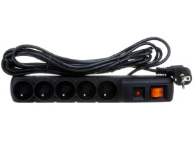 Przedłużacz przeciwprzepięciowy 5-gniazd z/u ACAR F5 5m czarny