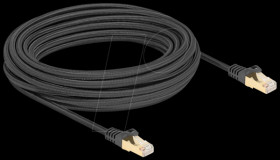 80322 Patch cable, Cat.6a, S/FTP, braided jacket, 10 m, black