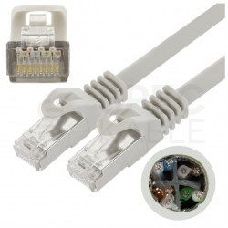 Patchcord FTP kat.6 kabel sieciowy LAN 2x RJ45 linka PVC szary 1m NEKU