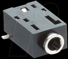 10444 Jack panel socket, 2.5 mm, stereo, angled, 2 break contacts, SMD