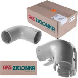 Łącznik składany kątowy LSK 25 szary do rur sztywnych (RL i RLM) oraz karbowanych (RKGL i RKGS) AKS opakowanie 15szt