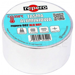 Taśma aluminiowa do kominka 50mm x 50m odporna na temperatury do 350°C Repero 602 ALU HOT