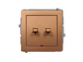 DECO Wyłącznik podwójny świecznikowy zwierny przycisk w stylu amerykańskim (dwa klawisze bez piktogramów wspólne zasilanie) złot