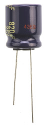 Kondensator 820μF 25V dc Radialny, Otwór przelotowy Panasonic roztaw: 5mm 12.5 (Dia.) x 15mm