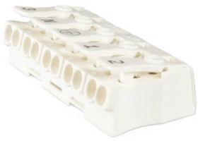 Light clamp, 5 pole, 0.5-2.5 mm², white, plug-in connection, 24 A, LK 980-01/ 5 BD 3 N PE 1 2