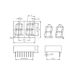 Wyświetlacz LED DC56-11EWA 2-cyfry czerwony wsp.katoda