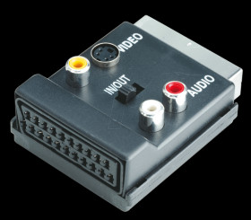 Scart plug to 3 RCA socket + 4-pin mini-DIN socket