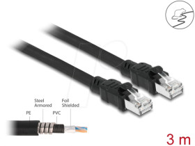 80115 Network cable RJ45 Cat.6A F/UTP with inner metal sheath 3 m