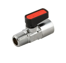 Zawór kulowy Ghilux mini R 1/4 GZ - R 1/4 GW, PN20, gwintowany, mosiądz niklowany, PTFE/NBR