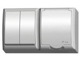 FALA Wyłącznik podwójny świecznikowy + gniazdo pojedyncze wieczko w kolorze wyrobu biały ZH-Ł2G/00/w OSPEL