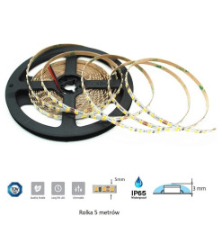 Taśma LED wąska biała zimna 24V 6W/m 5mm IP65 rolka 5m