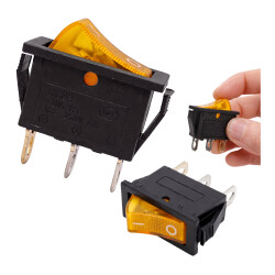 Przełącznik Klawiszowy KCD3-T105 ON/OFF 3 PIN Żółty - Konektory 6,3 mm
