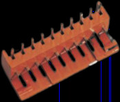 Pin header, 2 pole, pitch 2.5 mm, angled, brown, 072501/U