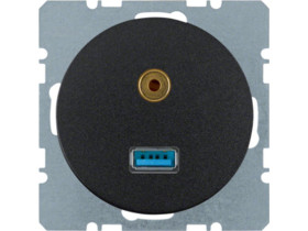 BERKER R.1/R.3 Gniazdo USB/3.5 mm audio czarny 3315392045 HAGER