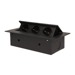 GNIAZDO elekt. meblowe 3x2P+Z czarne ORNO wpuszczane